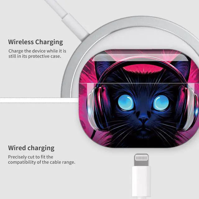 Alt view image 4 of 7 - Case Compatible with AirPod Pro 3 2025, Cute Protective Cover with Keychain for AirPod Pro 3rd Generation, Full Protection Case for Women Girls(Neon Cat)