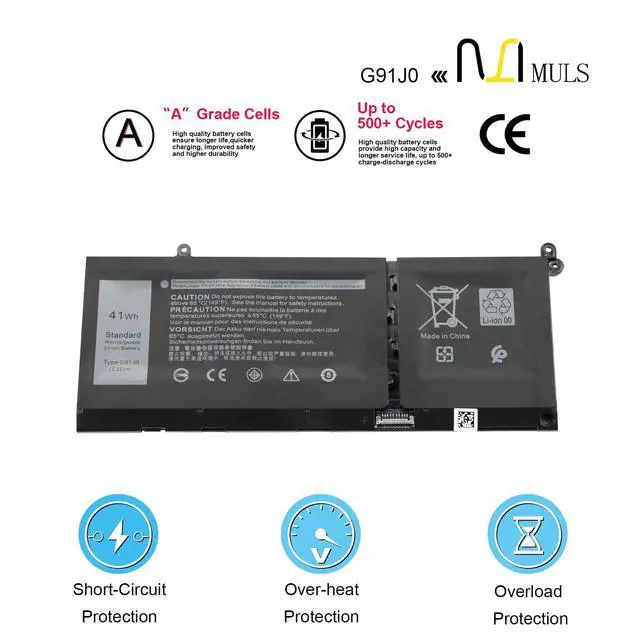 Alt view image 5 of 7 - 41Wh G91J0 Battery for Dell Latitude 3320 3330 3420 3520 Inspiron 3510 3511 3515 3520 3525 3530 5310 5320 5330 5410 5415 5418 5510 5515 5518 5430 5435 7415 7420 7415 7420 7415 Vostro 5620 5625