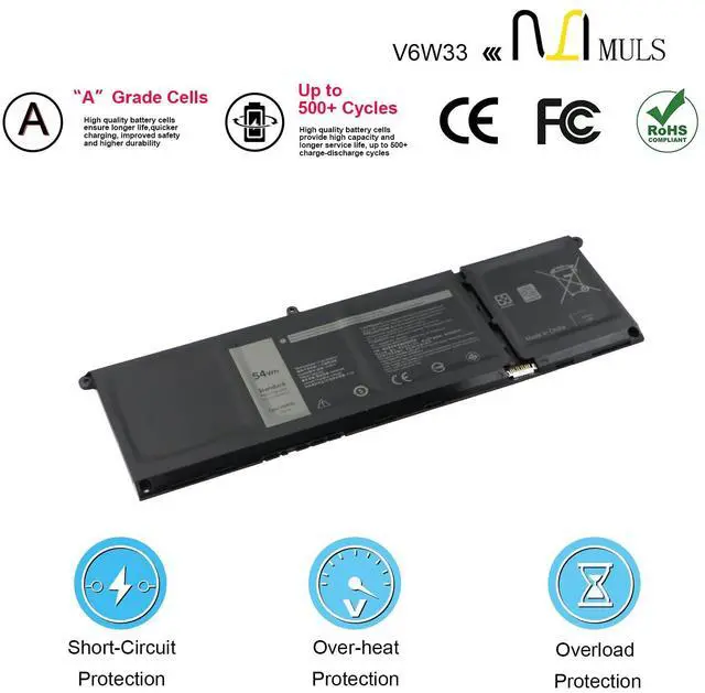 Alt view image 4 of 7 - 54Wh V6W33 Laptop Battery for Dell Latitude 3320 3330 3420 3520 3530 | Inspiron 3510 3511 3515 3520 3525 3535 5310 5410 5410 5510 5515 5518 5410 5625 5630 5635 Vostro 3515 3525 5620 5625