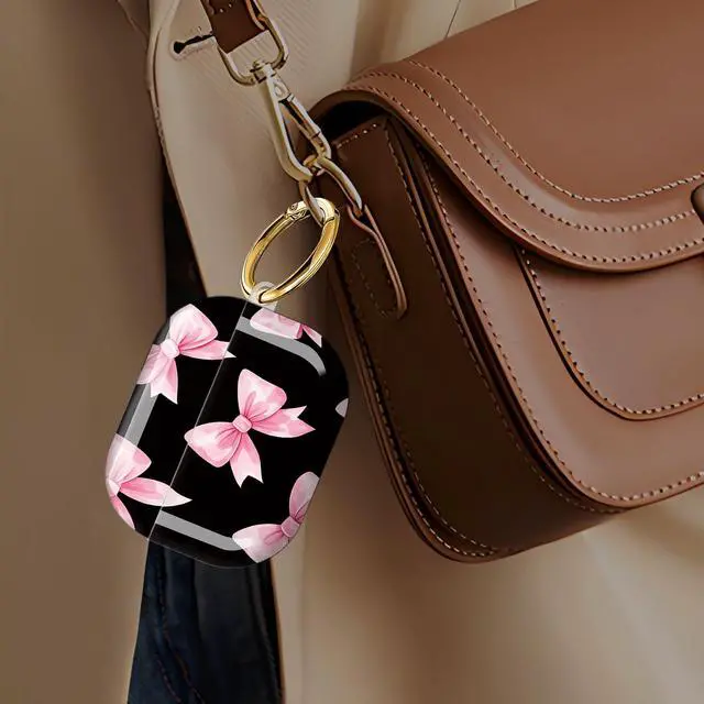 Alt view image 6 of 7 - Case Compatible with AirPod Pro 3 2025, Cute Protective Cover with Keychain for AirPod Pro 3rd Generation, Full Protection Case for Women Girls(Pink Bows)