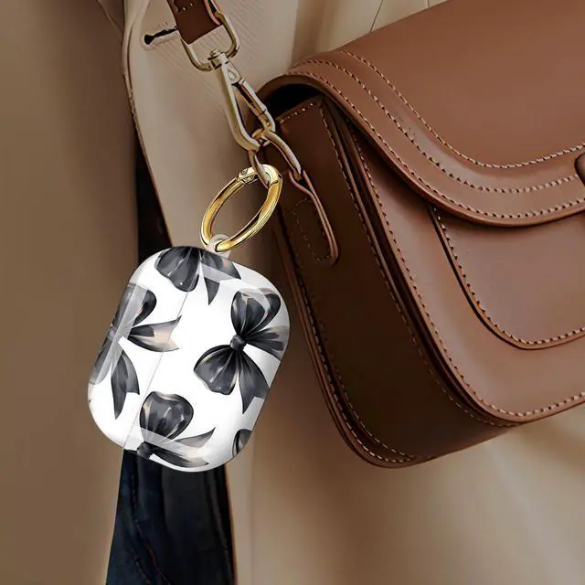 Alt view image 6 of 7 - Case Compatible with AirPod Pro 3 2025, Cute Protective Cover with Keychain for AirPod Pro 3rd Generation, Full Protection Case for Women Girls(Black Bow)