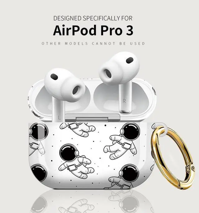 Alt view image 5 of 7 - Case Compatible with AirPod Pro 3 2025, Cute Protective Cover with Keychain for AirPod Pro 3rd Generation, Full Protection Case for Women Girls(Astronauts Floating in Space)