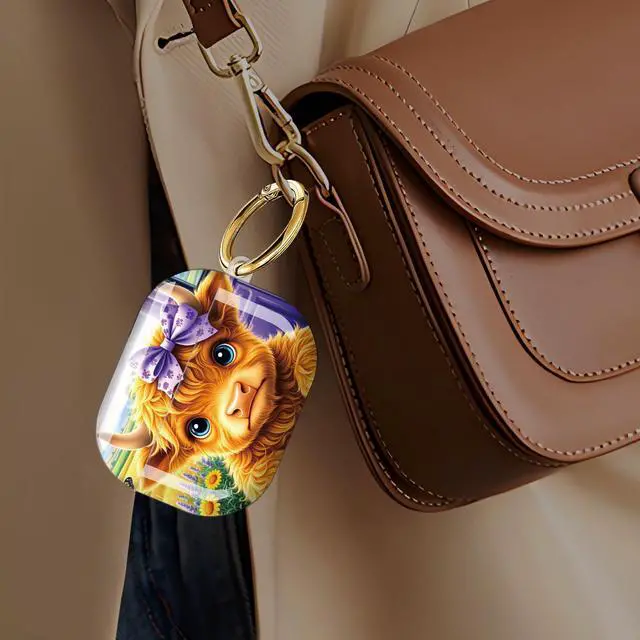 Alt view image 6 of 7 - Case Compatible with AirPod Pro 3 2025, Cute Protective Cover with Keychain for AirPod Pro 3rd Generation, Full Protection Case for Women Girls(Cute Cow with Bow Flowers)