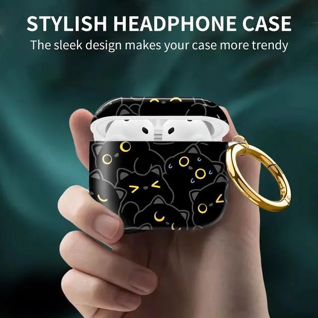 Alt view image 2 of 6 - Compatible with AirPod 4th Generation Case Cover with Keychain, Full Protective Shockproof Wireless Headphone Case for Women Men Girl (Black cat)