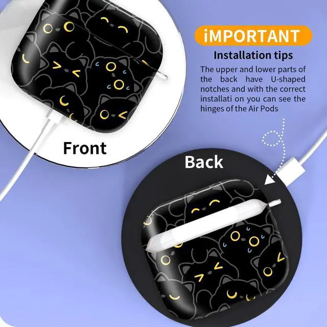 Alt view image 3 of 6 - Compatible with AirPod 4th Generation Case Cover with Keychain, Full Protective Shockproof Wireless Headphone Case for Women Men Girl (Black cat)