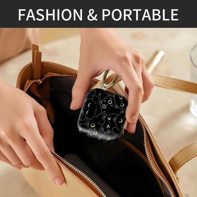 Alt view image 5 of 6 - Compatible with AirPod 4th Generation Case Cover with Keychain, Full Protective Shockproof Wireless Headphone Case for Women Men Girl (Black cat)