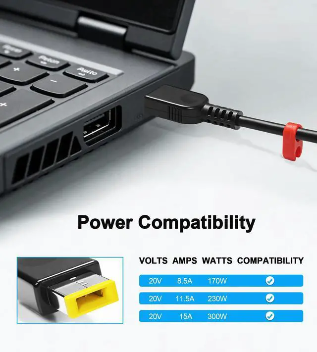 Alt view image 3 of 7 - 300W Slim Tip Laptop Charger Compatible with Lenovo Legion 7 7i 5i 5 pro 15 16 17 R7000P R9000K R9000P Y9000K Y9000X Gaming Laptop ADL300SDC3A SA10R16956 Power Adapter Supply Cord