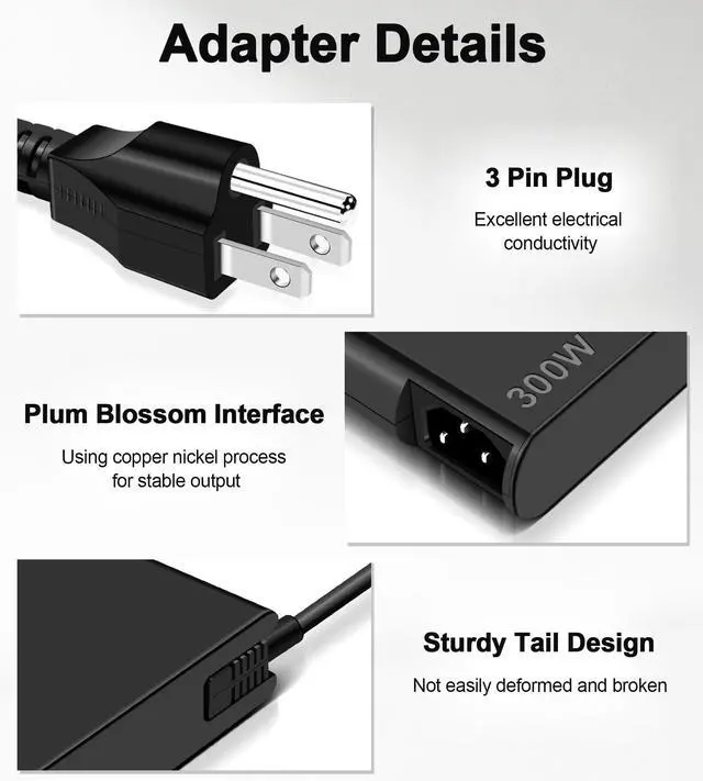 Alt view image 6 of 7 - 300W Slim Tip Laptop Charger Compatible with Lenovo Legion 7 7i 5i 5 pro 15 16 17 R7000P R9000K R9000P Y9000K Y9000X Gaming Laptop ADL300SDC3A SA10R16956 Power Adapter Supply Cord
