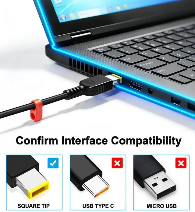 Alt view image 5 of 7 - 300W Slim Tip Laptop Charger Compatible with Lenovo Legion 7 7i 5i 5 pro 15 16 17 R7000P R9000K R9000P Y9000K Y9000X Gaming Laptop ADL300SDC3A SA10R16956 Power Adapter Supply Cord