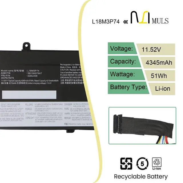 Alt view image 2 of 7 - L18M3P74 L18M3P73 Laptop Battery for Lenovo ThinkPad T490 T495 P43S P14S | Replacement for ThinkPad T14 Gen1/Gen2 Series L18C3P72 L18L3P73 SB10T83122 5B10W13877 11.52V 51Wh With tools, Long Runtime