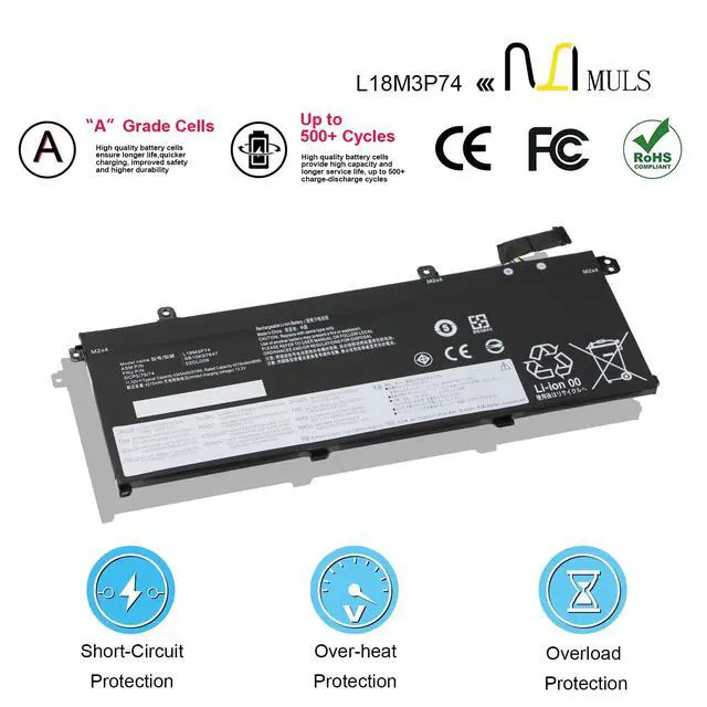 Alt view image 4 of 7 - L18M3P74 L18M3P73 Laptop Battery for Lenovo ThinkPad T490 T495 P43S P14S | Replacement for ThinkPad T14 Gen1/Gen2 Series L18C3P72 L18L3P73 SB10T83122 5B10W13877 11.52V 51Wh With tools, Long Runtime