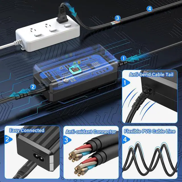 Alt view image 7 of 7 - USB-C Charger Replacement Fit for Lepow Portable Monitor Z1 for InnoView | Power Cord AC Adapter for KYY for ViewSonic for Arzopa for QQH for Newsoul for SideTrak for ZSCMALLS Gaming Computer Monitor