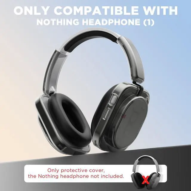 Alt view image 2 of 6 - for Nothing Headphone (1) Shell Cover Protector, TPU Ear Cup Cover and PC Headband Compatible with Nothing Headphone (1),Anti-Scratch Ear Cap Headband Protective Accessories (Clear Gray)