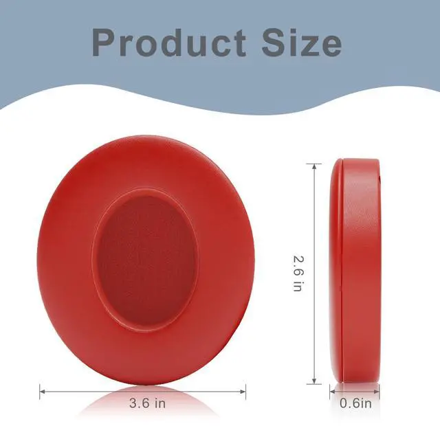 Alt view image 6 of 6 - Replacement Ear Pads for Beats Studio 3 / Studio 2, EarPads for Studio3 / Studio2 Wireless Over-Ear Headphones, Red