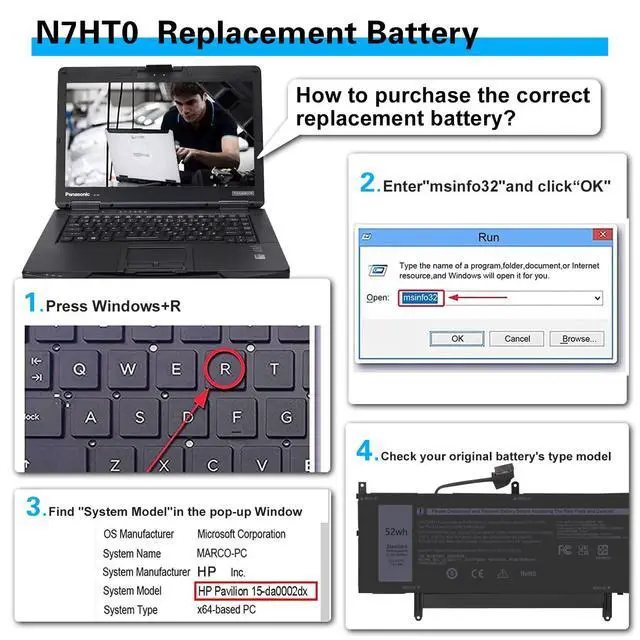 Alt view image 5 of 6 - N7HT0 Laptop Battery Replacement for Dell Latitude 9510 9520 / Latitude 9520 2-in-1 P94F P95F P95F001 P94F001 TVKGH V5K68 N2NLL 08NFC7 N2NLL N7HTO 0PKW00 089GNG 0HYMNG