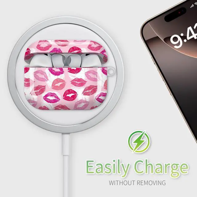 Alt view image 5 of 6 - Compatible with AirPod Pro 3rd Generation Case 2025,Fashion Protective Cover with Keychain, Anti-Scratch, Drop Protection,Shockproof Cover for AirPod Pro 3 Women(Pink Lip)