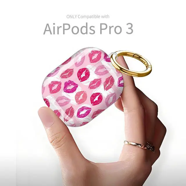 Alt view image 6 of 6 - Compatible with AirPod Pro 3rd Generation Case 2025,Fashion Protective Cover with Keychain, Anti-Scratch, Drop Protection,Shockproof Cover for AirPod Pro 3 Women(Pink Lip)