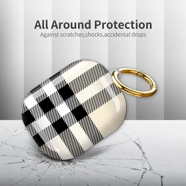 Alt view image 4 of 6 - Compatible with AirPod Pro 3rd Generation Case 2025,Fashion Protective Cover with Keychain, Anti-Scratch, Drop Protection,Shockproof Cover for AirPod Pro 3 Women(Beige Plaid Checkered)
