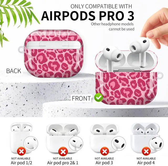 Alt view image 3 of 6 - Compatible with AirPod Pro 3rd Generation Case 2025,Fashion Protective Cover with Keychain, Anti-Scratch, Drop Protection,Shockproof Cover for AirPod Pro 3 Women(Pink Spot Leopard)