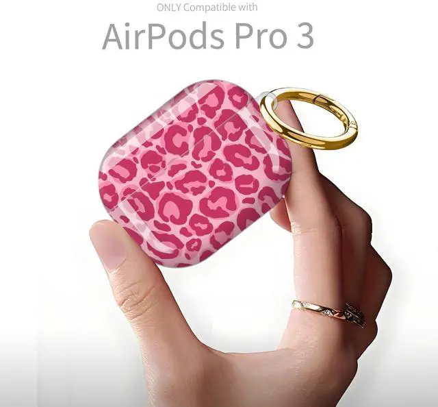 Alt view image 6 of 6 - Compatible with AirPod Pro 3rd Generation Case 2025,Fashion Protective Cover with Keychain, Anti-Scratch, Drop Protection,Shockproof Cover for AirPod Pro 3 Women(Pink Spot Leopard)