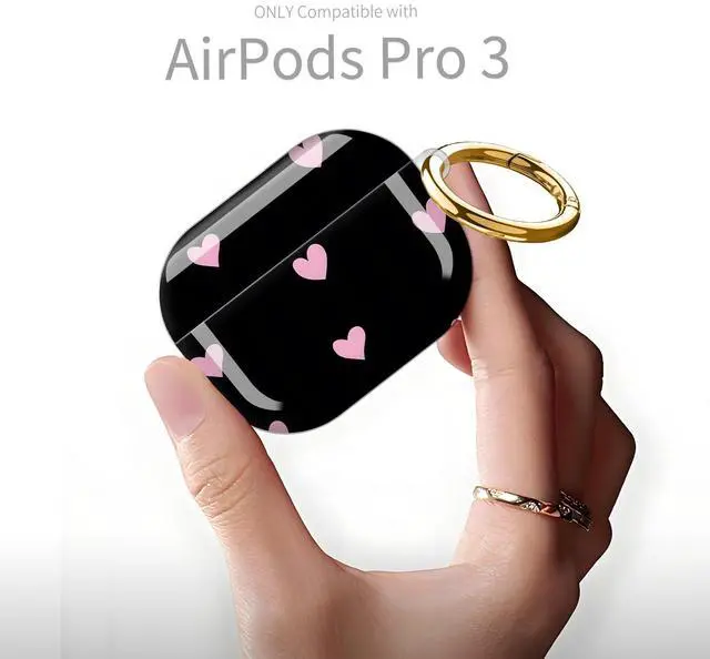 Alt view image 6 of 6 - Compatible with AirPod Pro 3rd Generation Case 2025,Fashion Protective Cover with Keychain, Anti-Scratch, Drop Protection,Shockproof Cover for AirPod Pro 3 Women(Pink Heart)
