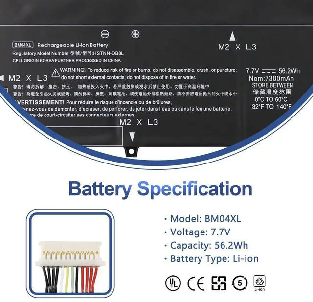 Alt view image 2 of 7 - 56.2Wh BM04XL Laptop Battery for HP EliteBook X360 1030 G3/G4 Series | 45X96UT,3ZH01EA,BMO4XL,HSTNN-UB7L,HSTNN-DB8L,L02031-241,L02031-2C1,L02031-541,BM04056XL,L02478-855,L02475-855,7.7V