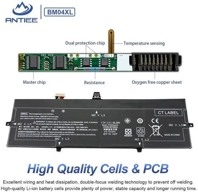 Alt view image 3 of 7 - 56.2Wh BM04XL Laptop Battery for HP EliteBook X360 1030 G3/G4 Series | 45X96UT,3ZH01EA,BMO4XL,HSTNN-UB7L,HSTNN-DB8L,L02031-241,L02031-2C1,L02031-541,BM04056XL,L02478-855,L02475-855,7.7V