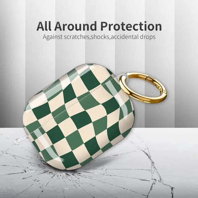 Alt view image 4 of 6 - Compatible with AirPod Pro 3rd Generation Case 2025,Fashion Protective Cover with Keychain, Anti-Scratch, Drop Protection,Shockproof Cover for AirPod Pro 3 Women(Green Checkered)