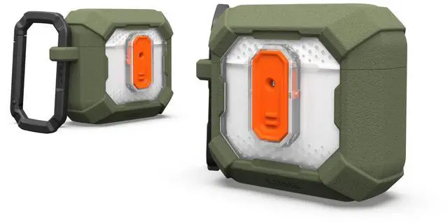 Main image of UAG Designed for AirPods (4th Gen, 2024) Protective Case with Lock Plasma, Rugged Hard Shell Military Grade Protective Cover with Secure Lock & Detachable Carabiner Clip, Olive Drab