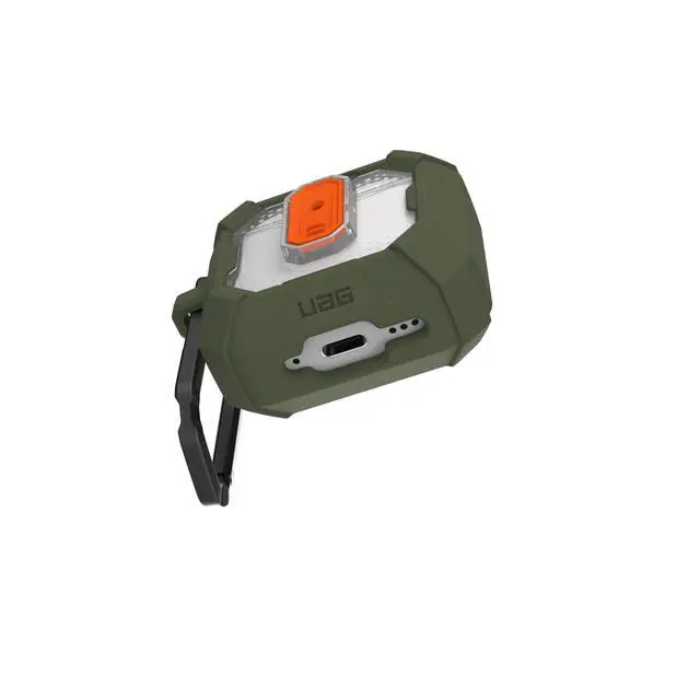 Alt view image 7 of 7 - UAG Designed for AirPods (4th Gen, 2024) Protective Case with Lock Plasma, Rugged Hard Shell Military Grade Protective Cover with Secure Lock & Detachable Carabiner Clip, Olive Drab