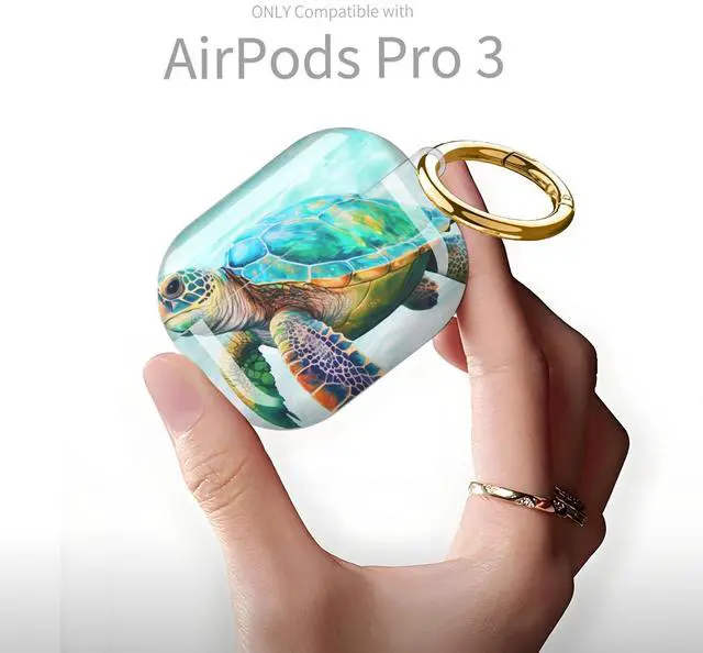 Alt view image 6 of 6 - Compatible with AirPod Pro 3rd Generation Case 2025,Fashion Protective Cover with Keychain, Anti-Scratch, Drop Protection,Shockproof Cover for AirPod Pro 3 Women(Cute Sea Turtle)