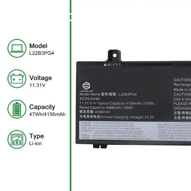 Alt view image 2 of 6 - L22B3PG4 Laptop Battery Replacement for Lenovo ThinkPad E14 Gen 5 2023 Gen 6 2024 E16 Gen 1 2023 Gen 2 2024 Series SB11K63026 5B11K63022 SB11N46023 L22X3PG4 L22M3PG4 L22D3PG4 11.31V 47Wh