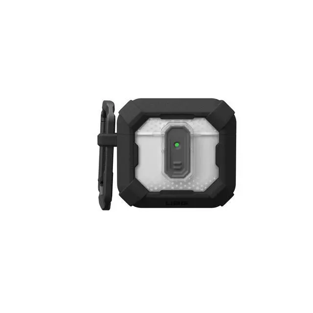Alt view image 6 of 7 - UAG Designed for AirPods (4th Gen, 2024) Protective Case with Lock Plasma, Rugged Hard Shell Military Grade Protective Cover with Secure Lock Lid & Detachable Carabiner Clip, Black