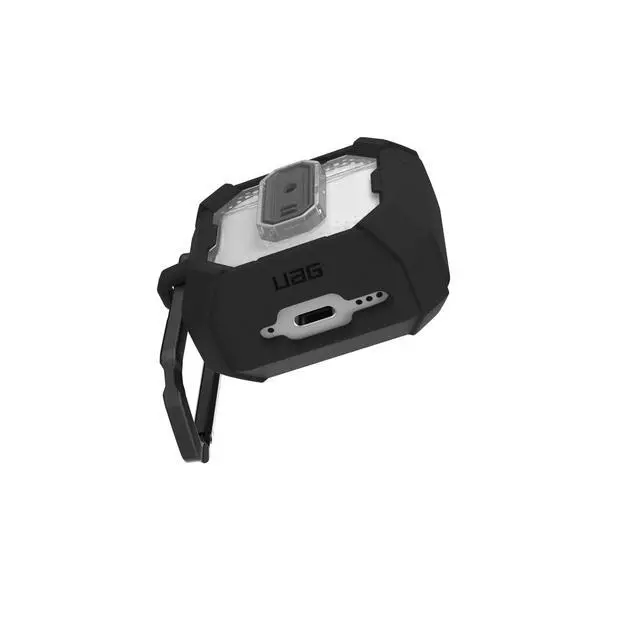 Alt view image 7 of 7 - UAG Designed for AirPods (4th Gen, 2024) Protective Case with Lock Plasma, Rugged Hard Shell Military Grade Protective Cover with Secure Lock Lid & Detachable Carabiner Clip, Black