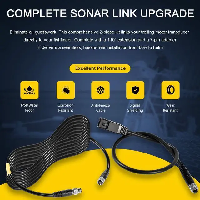 Alt view image 5 of 7 - 2211415 1852068 MKR-US2-11 MKR-US2-8 4-Pin Extension Cable & 7-Pin Transducer Adapter Kit Compatible with Minn Kota Universal Sonar 2 US2 Trolling Motor and Humminbird Helix 5 7 8 9 10 Fish Finder