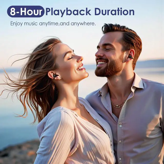 Alt view image 4 of 7 - Open Ear Ring True Open Ear Headphones, Lightweight Comfort Open Ear Clip Wireless Earbuds, 40H Play Bluetooth 5.4 Headphones with Smart Digital Display Design Fit Sports Running, Workout Black