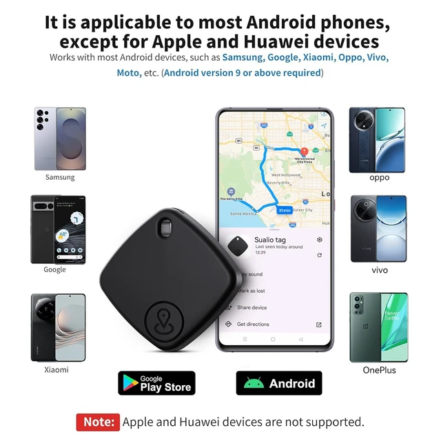 Alt view image 2 of 7 - Tracker Tags-4 Pack, Google Certified Air Tracker(Android Only) Works with Find Hub, Luggage Tracker Tags Android Worldwide Tracking with 2 Replaceable Battery, Track Keys, Wallet, Suitcases (Black)