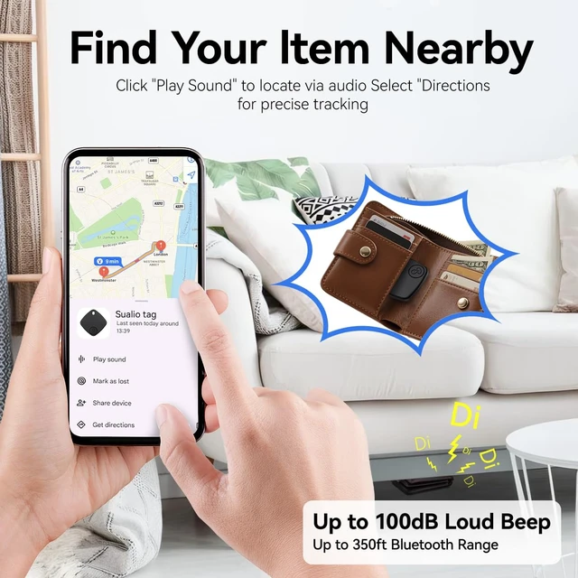 Alt view image 3 of 7 - Tracker Tags-4 Pack, Google Certified Air Tracker(Android Only) Works with Find Hub, Luggage Tracker Tags Android Worldwide Tracking with 2 Replaceable Battery, Track Keys, Wallet, Suitcases (Black)