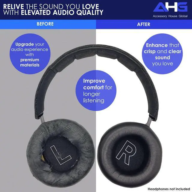 Alt view image 4 of 7 - Ear Pads Cushions Compatible with Bang & Olufsen Beoplay H9 3rd Gen (Not Compatible with H9 / H9i) and Beoplay HX Headphones (Black). Premium Sheepskin Leather (Black)