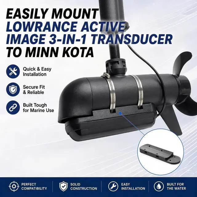 Alt view image 2 of 6 - Transducer Mount for Lowrance 3-in-1 Active Imaging to Minn Kota Motor | Industrial-Grade PETG, Plug and Play, Long-term Use