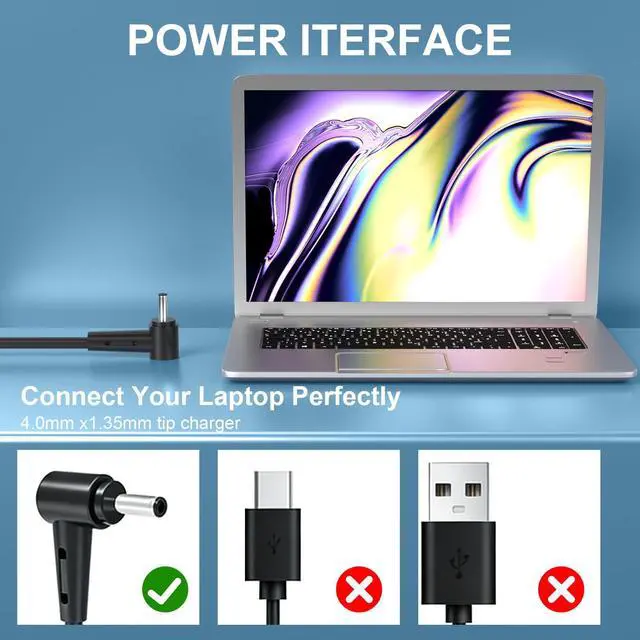 Alt view image 2 of 6 - 65W Laptop Charger Compatible with ASUS Vivobook 14 15 17 | Flip 14 15 S13 S14 S15 Fit for Go 12 14 15 X510UR X515 X515J X515E X515M X515MA X415JA X415EA F513EA F5 13E Series Power Cord