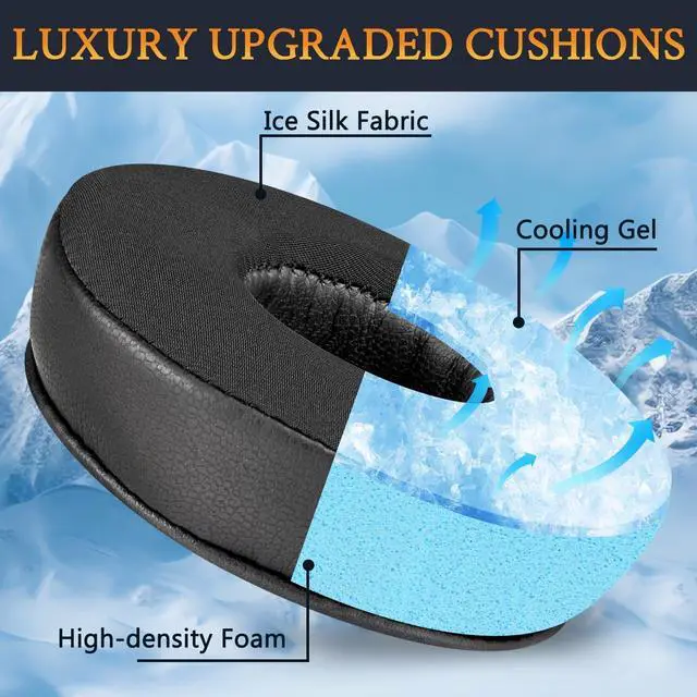 Alt view image 3 of 4 - Cooling Gel Earpads Replacement for Skullcandy Cassette On-Ear Wireless Headphones, Ear Pads Cushions with Ice Silk Fabric, High-Density Foam - Black