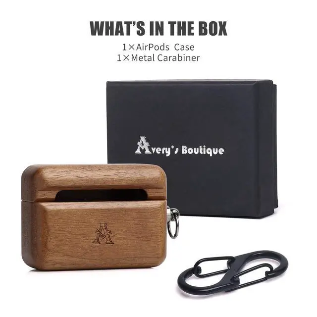 Alt view image 6 of 6 - AirPods Case Cover, Men Women Wood Hard Protective Cover with Keychain for Apple AirPods pro 2nd Generation Charging case (Walnut)