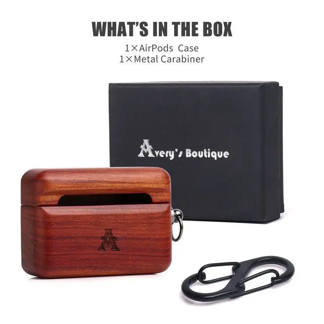 Alt view image 6 of 6 - AirPods Case Cover, Men Women Wood Hard Protective Cover with Keychain for Apple AirPods pro 2nd Generation Charging case (Rose)