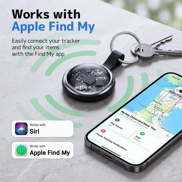 Alt view image 3 of 7 - Air Tracker Tags 4 Pack, Bluetooth Item Finder for Apple Find My, iOS Only | Key Finder & Luggage Tracker for Keys, Wallets & Bags, with 100dB Sound, IP67 Waterproof, Left-Behind Alert
