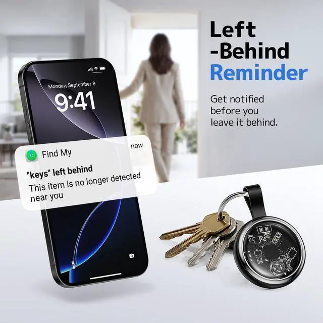 Alt view image 4 of 7 - Air Tracker Tags 4 Pack, Bluetooth Item Finder for Apple Find My, iOS Only | Key Finder & Luggage Tracker for Keys, Wallets & Bags, with 100dB Sound, IP67 Waterproof, Left-Behind Alert