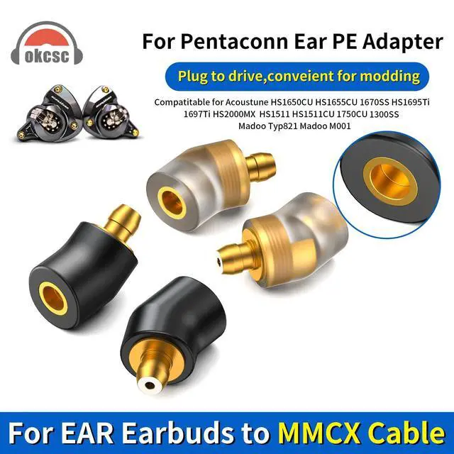 Alt view image 2 of 6 - Ear Male to MMCX Female Headphone Adapter for Earbuds to MMCX Cable for Pentaconn Ear PE Mini Adapter for HS1511 HS1511CU 1750CU 1300ss Madoo Typ821 Madoo M001 1 Pair Clear