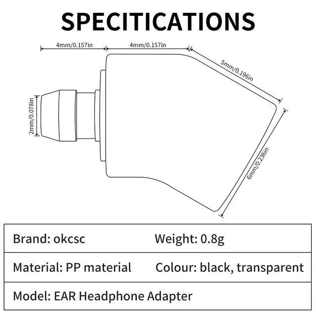 Alt view image 6 of 6 - Ear Male to MMCX Female Headphone Adapter for Earbuds to MMCX Cable for Pentaconn Ear PE Mini Adapter for HS1511 HS1511CU 1750CU 1300ss Madoo Typ821 Madoo M001 1 Pair Clear