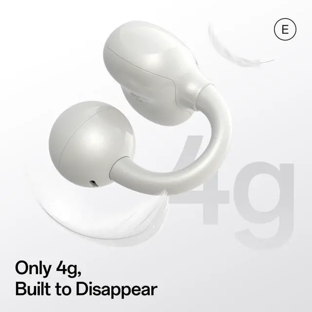 Alt view image 3 of 6 - E Open Ear Clip-On Earbuds, Bluetooth 6.0, 4g Lightweight | 4g clip-on comfort, powerful bass, 28H playtime, AI clear calls and IPX4 water resistance for workouts and daily use