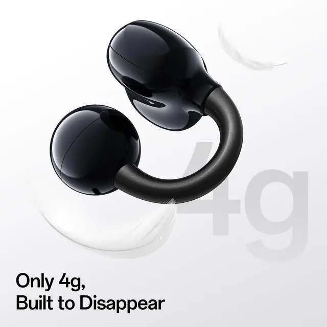 Alt view image 3 of 6 - E Open Ear Clip-On Earbuds, Bluetooth 6.0, 4g Lightweight | 4g clip-on comfort, powerful bass, 28H playtime, AI clear calls and IPX4 water resistance for workouts and daily use